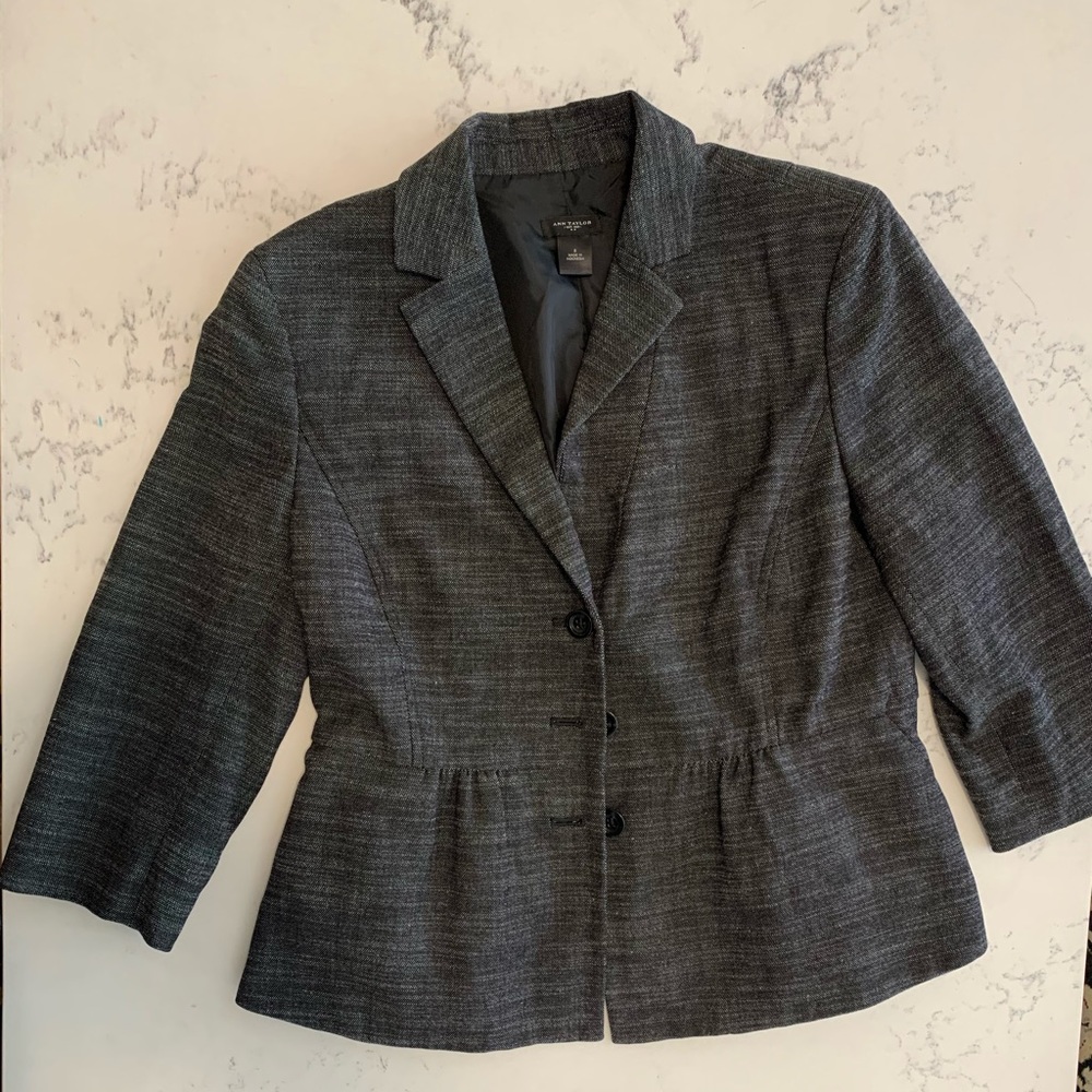 Professional Dark Gray Peplum Ann Taylor Blazer